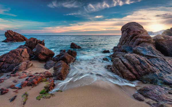 horizon stone shore sea nature coastline HD Desktop Wallpaper | Background Image