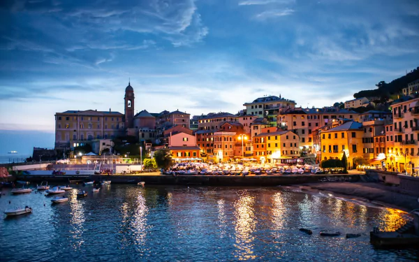 Italy night sea man made Genoa HD Desktop Wallpaper | Background Image