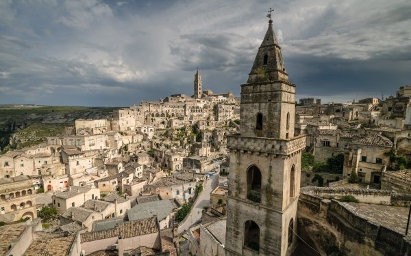 Man Made Matera Towns Italy Tower House Panorama HD Wallpaper | Background Image
