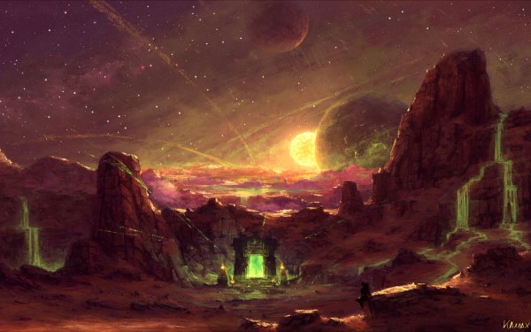 Sci Fi Landscape Sky Planet HD Wallpaper | Background Image