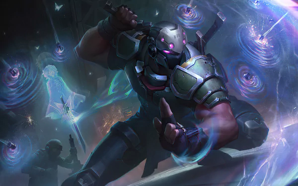 A 4K Ultra HD desktop wallpaper featuring Shen, the ninja character from the video game League of Legends, poised in a dynamic, action-packed scene.