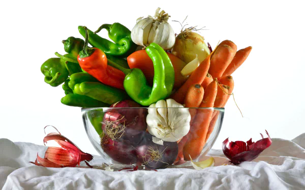 carrot pepper garlic onion food vegetable HD Desktop Wallpaper | Background Image