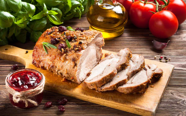 pork still life tomato oil food meat HD Desktop Wallpaper | Background Image