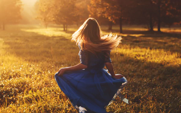 outdoor blue dress hair woman rear HD Desktop Wallpaper | Background Image