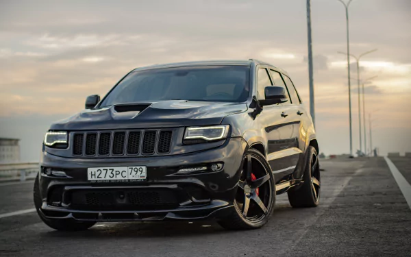 black car SUV car Jeep Jeep Grand Cherokee vehicle Jeep Grand Cherokee SRT8 HD Desktop Wallpaper | Background Image