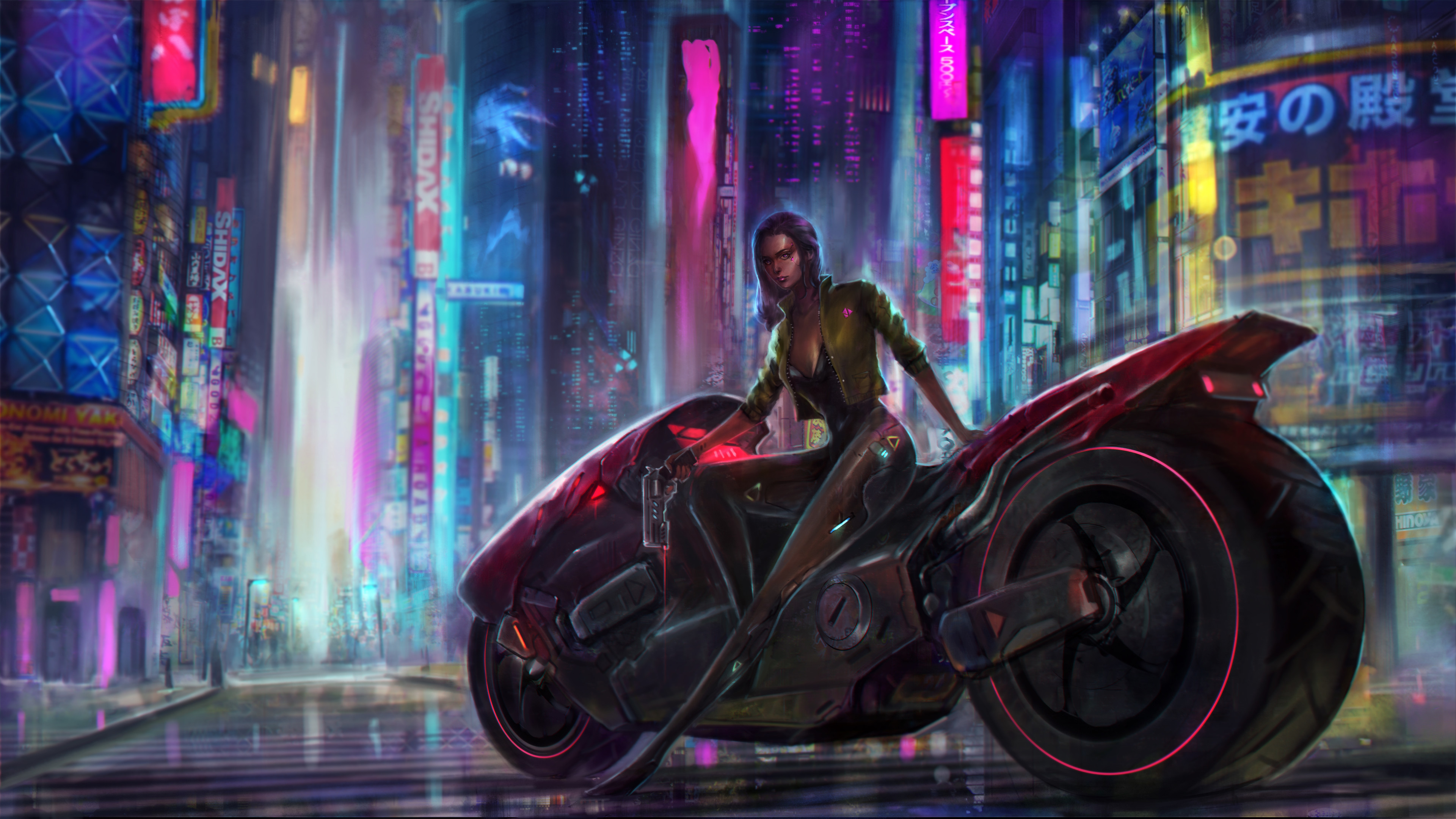 Cyberpunk Biker Girl Scifi HD Wallpaper 