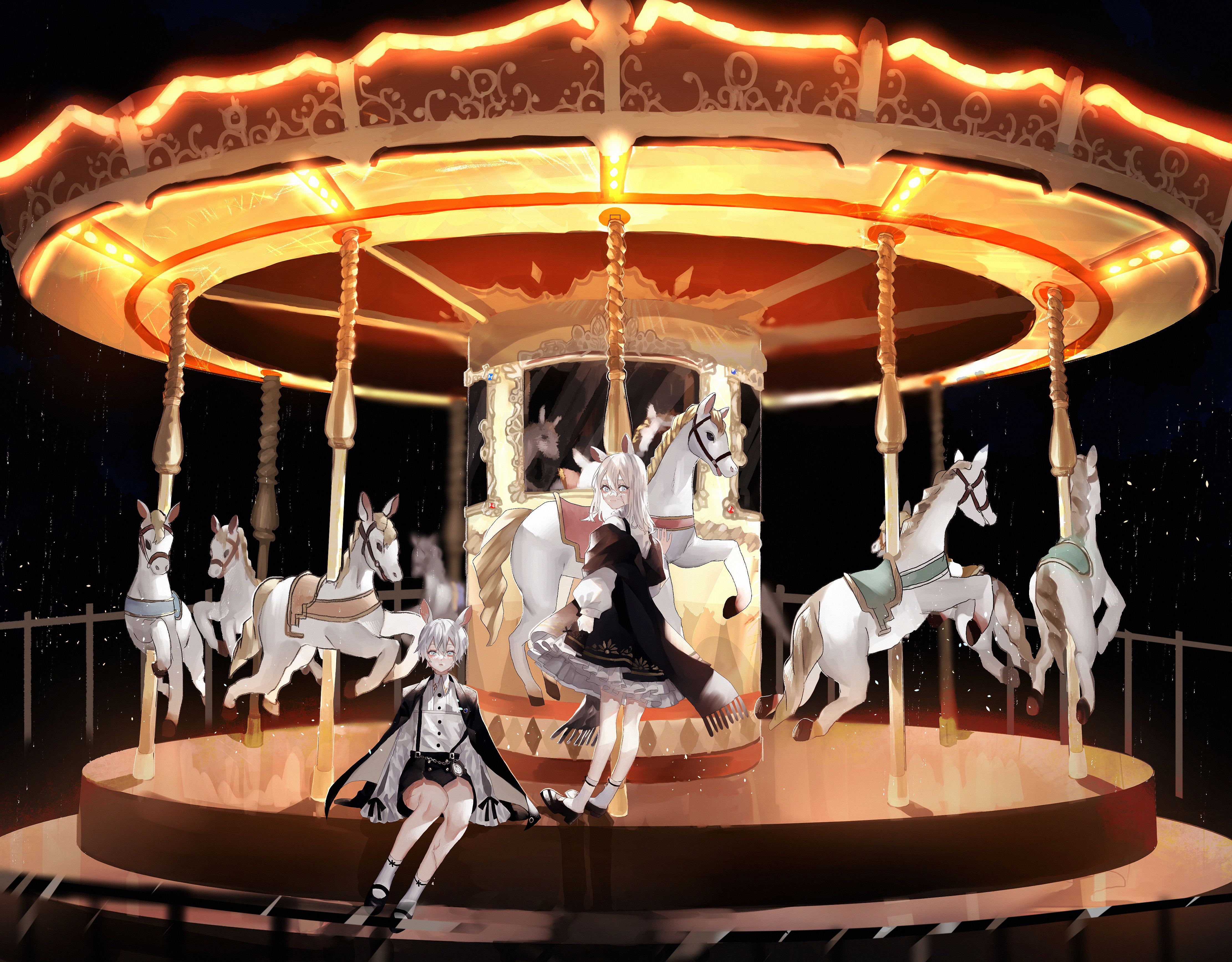 Hình nền : hình minh họa, Dòng Monogatari, Anime cô gái, công viên, Oshino  Shinobu, Carousel, hiệu suất, Nhà hát âm nhạc, công viên giải trí, Đi chơi  giải trí 1920x1200 -
