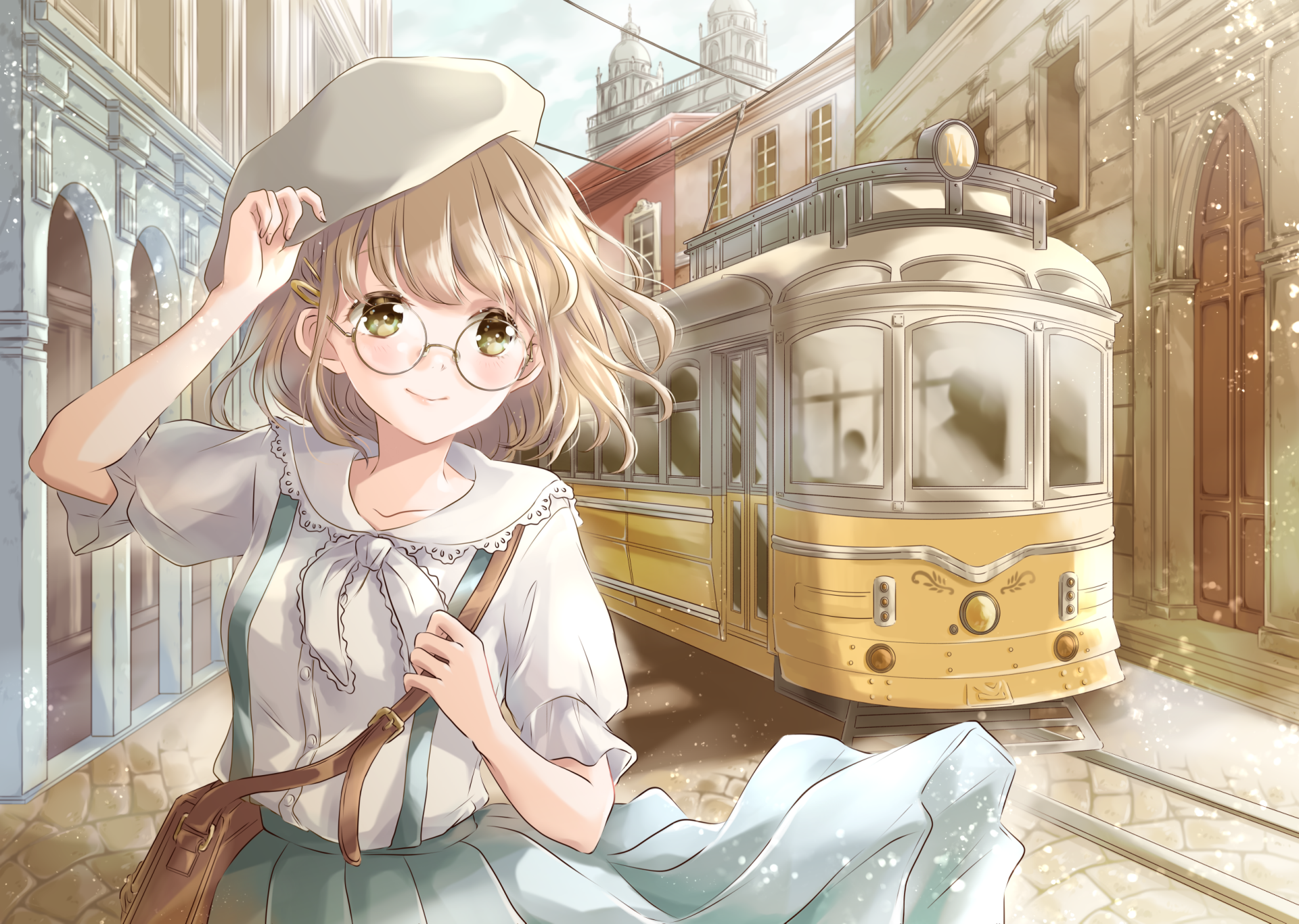 Download Hat Glasses Tram Anime Original HD Wallpaper by 星茨まと