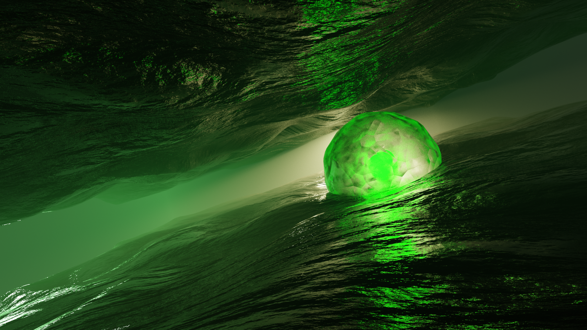 Emerald Sphere Abstract - HD Wallpaper