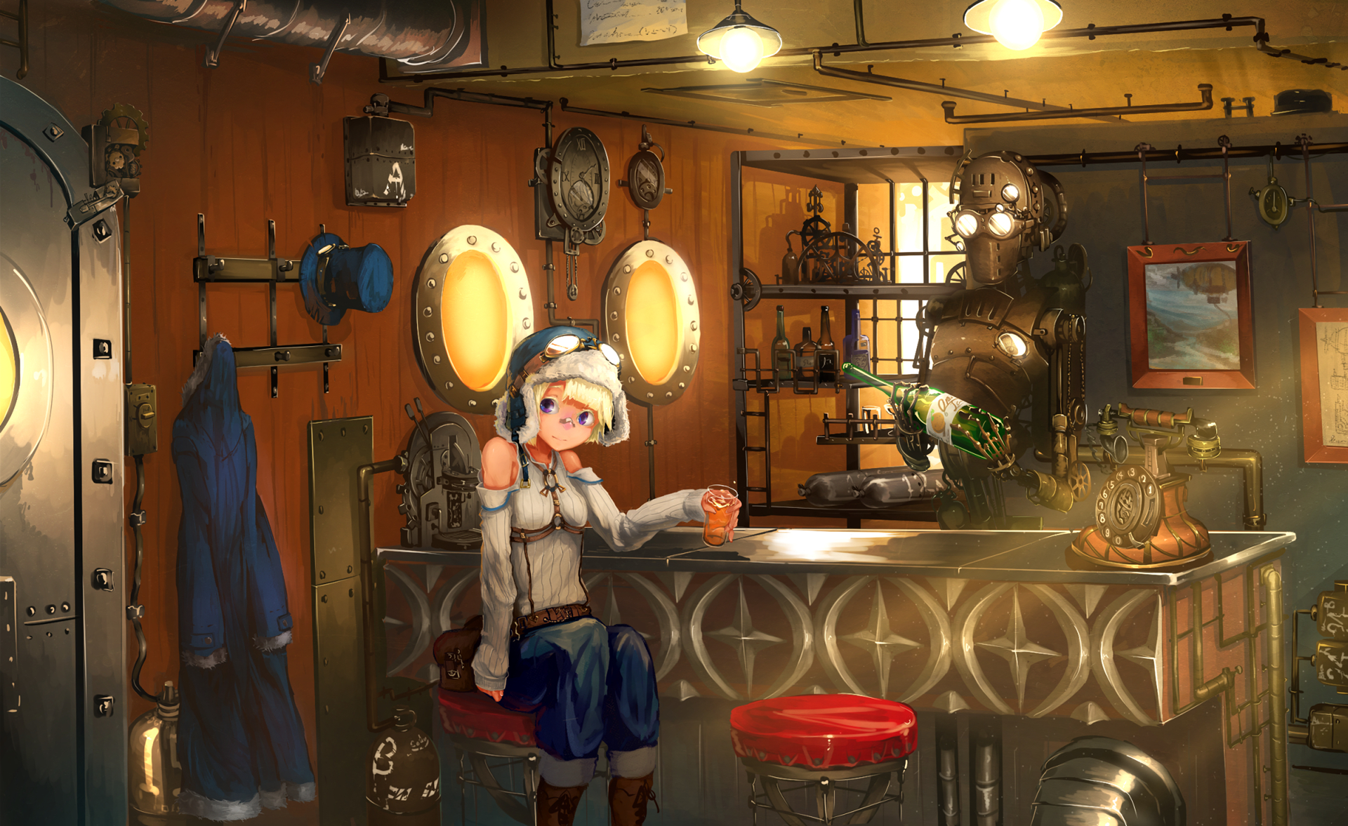 Download Steampunk Robot Anime Original HD Wallpaper by Dst