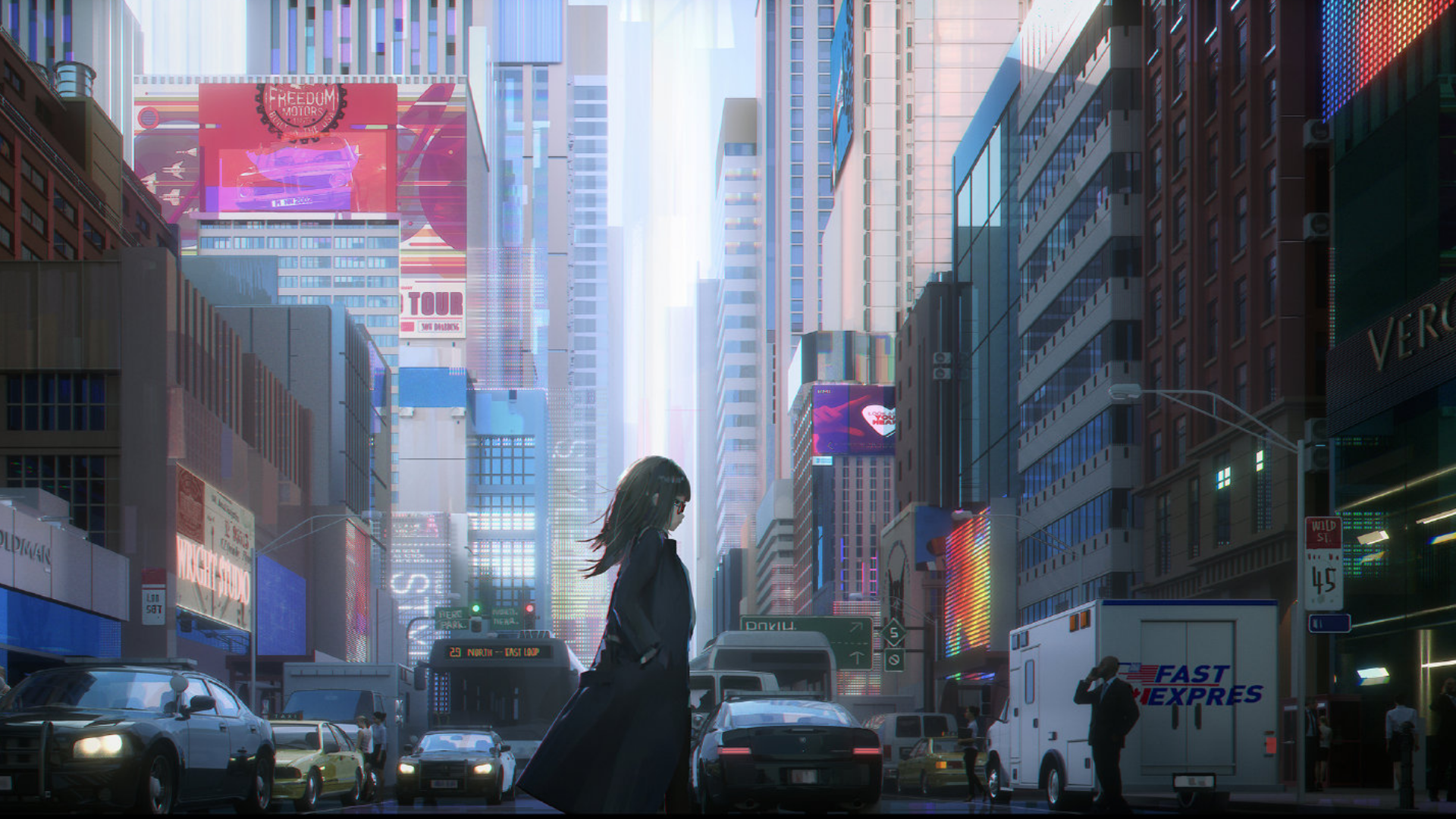 Urban Anime Girl in the City - HD Wallpaper by Novelance