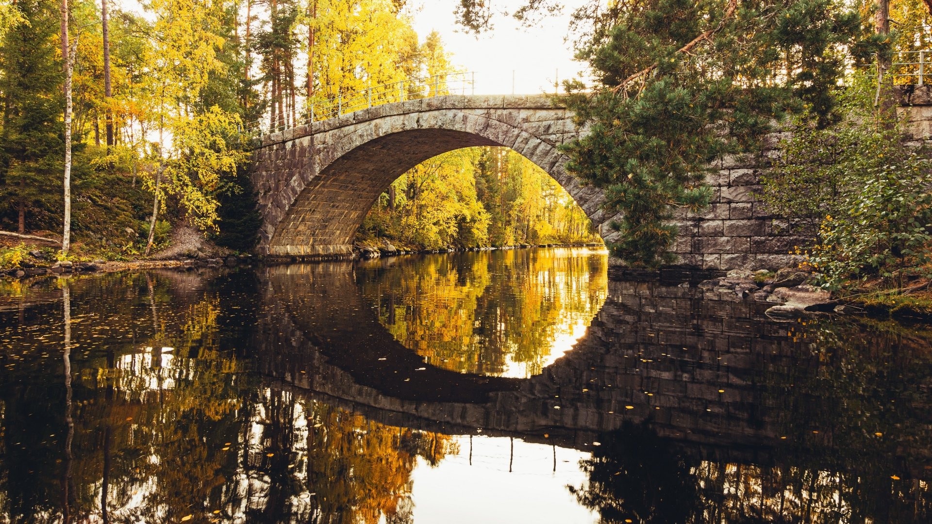 Download River Fall Man Made Bridge 4k Ultra HD Wallpaper