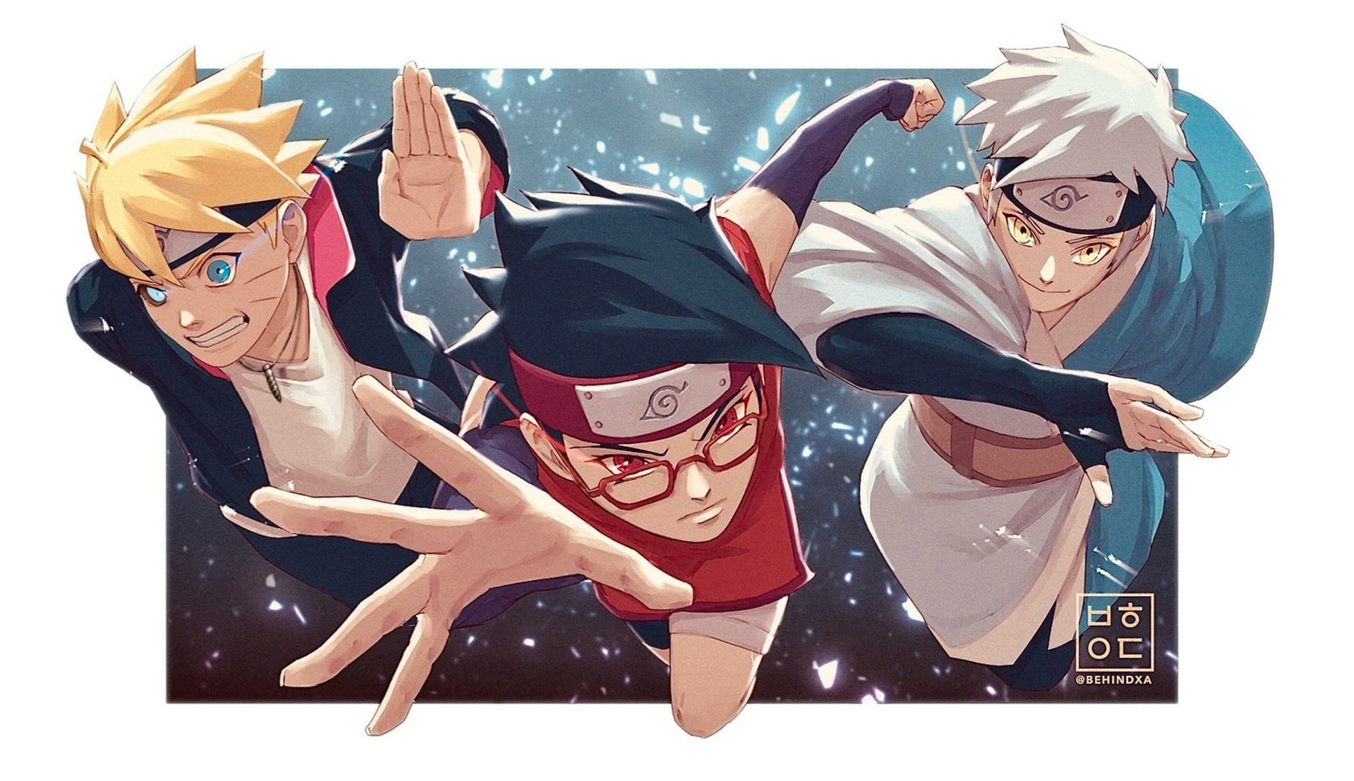Download Naruto Uzumaki Boruto Sarada Uchiha Mitsuki (Naruto) Anime HD Wallpaper by behindxa