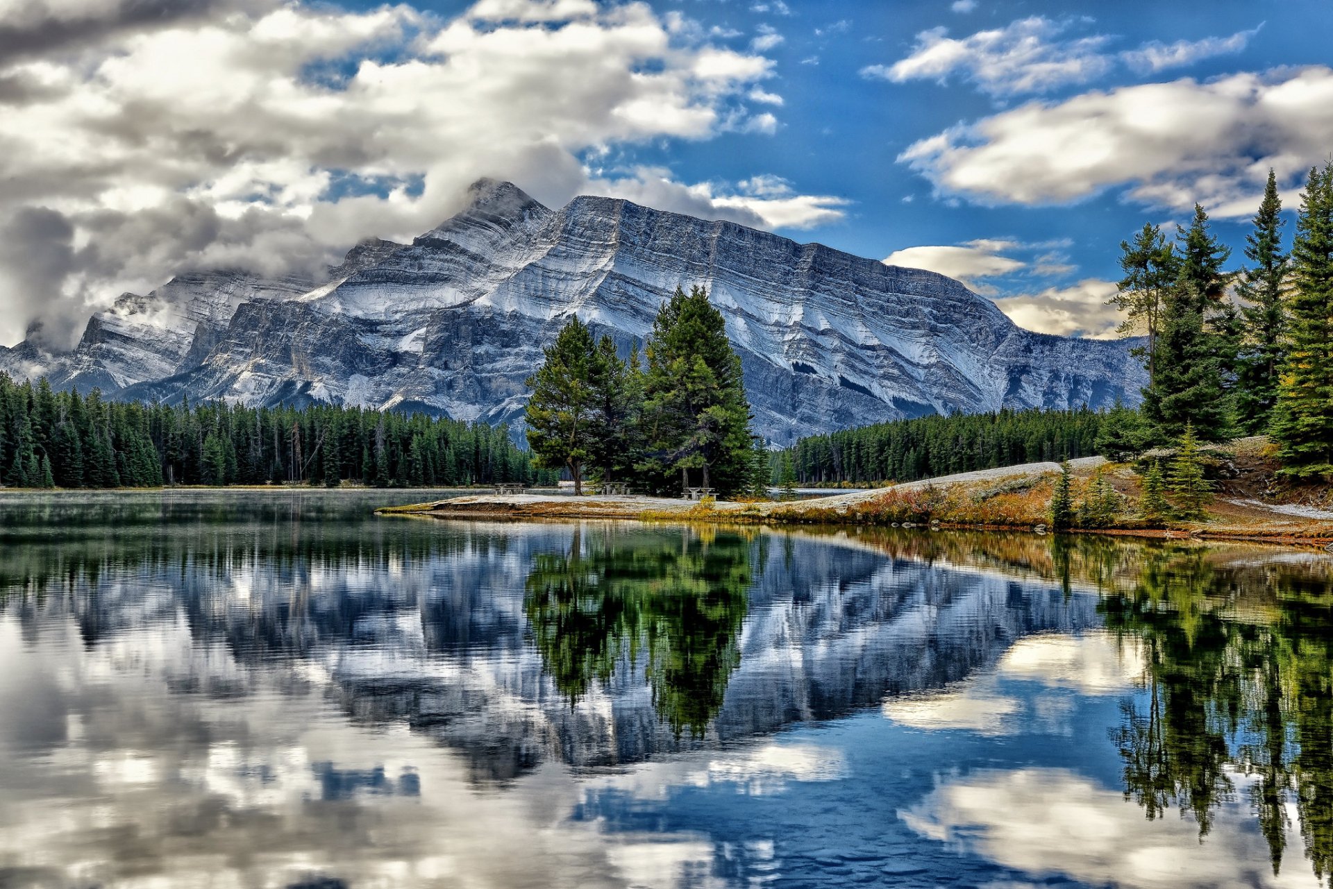 Download Vermilion Lakes Mount Rundle Alberta Canada Reflection Lake Mountain Nature Banff National Park HD Wallpaper
