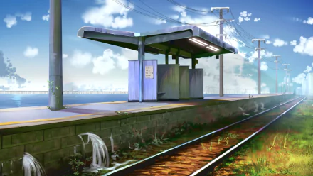 Anime train station HD Desktop Wallpaper | Background Image