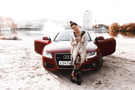 Audi smile car woman Girls & Cars HD Desktop Wallpaper | Background Image