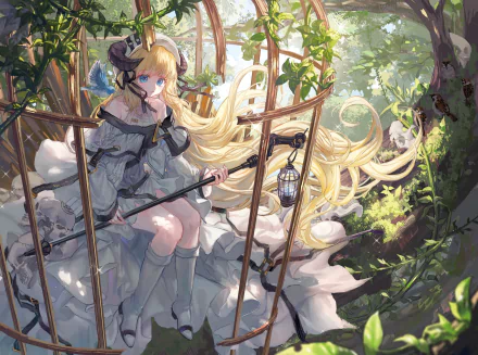 blue eyes blonde long hair Nightingale (Arknights) video game Arknights HD Desktop Wallpaper | Background Image