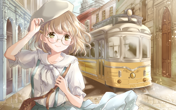 Anime Original Tram Glasses Hat HD Wallpaper | Background Image