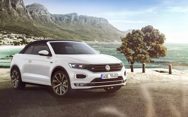 SUV white car cabriolet Volkswagen car vehicle Volkswagen T-Roc R-Line HD Desktop Wallpaper | Background Image