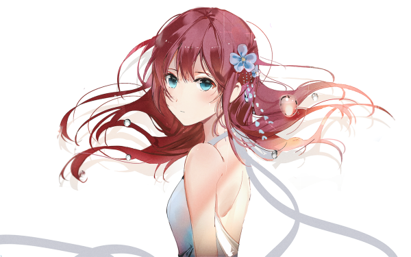 Anime Girl Blue Eyes Red Hair HD Wallpaper | Background Image