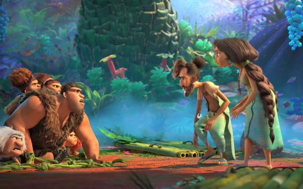Hope Betterman Phil Betterman Gran (The Croods) Ugga (The Croods) Sandy (The Croods) Grug (The Croods) Thunk (The Croods) Eep (The Croods) movie The Croods: A New Age HD Desktop Wallpaper | Background Image