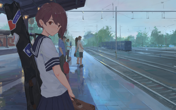 Anime Girl Train Station HD Wallpaper | Background Image
