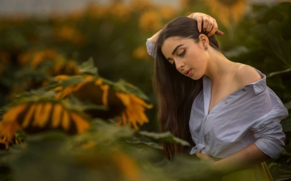 Women Model Sveta Mishieva Sunflower Mood HD Wallpaper | Background Image