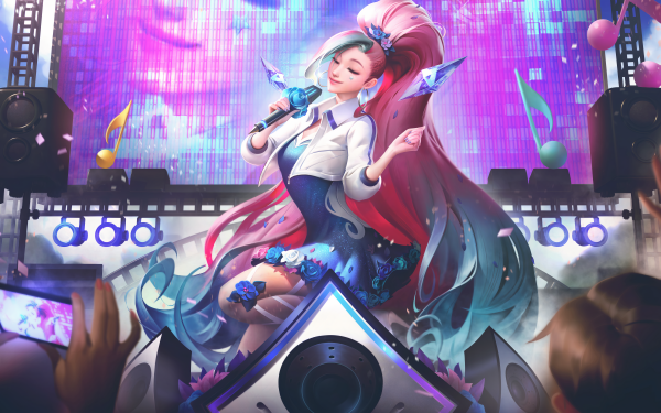 Video Game League Of Legends Seraphine K-Pop Long Hair Pink Hair K/DA HD Wallpaper | Background Image