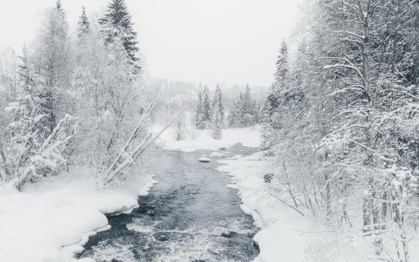 Nature Winter River Snow HD Wallpaper | Background Image
