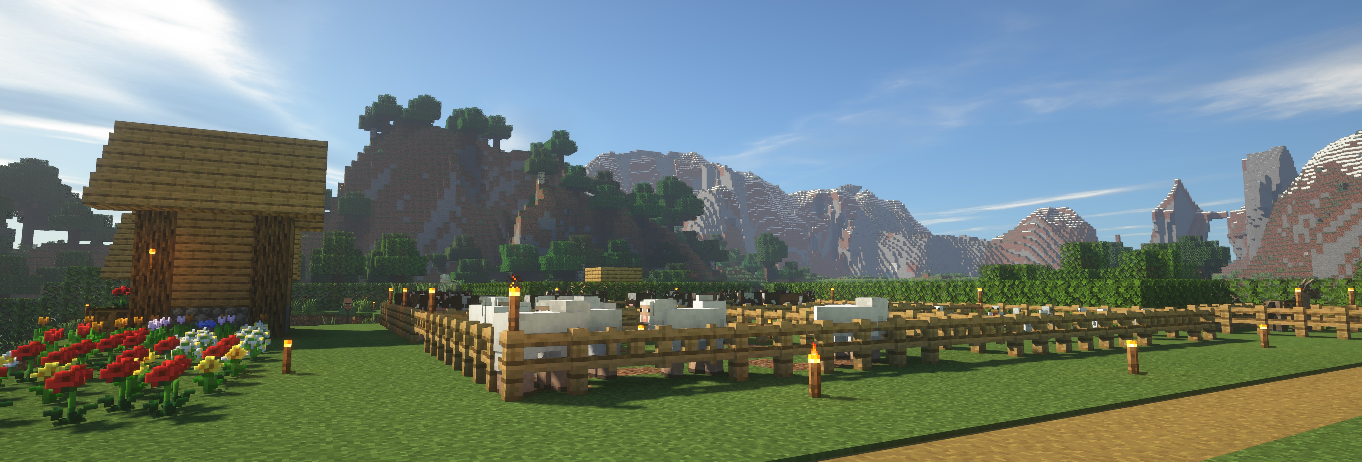 Minecraft Mountain Field Background