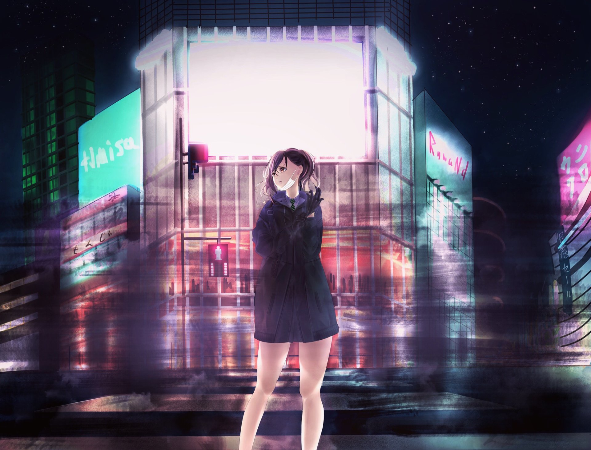 Download Akira Sunazuka Mask City Night Anime The IDOLM@STER Cinderella Girls Anime Night Anime City HD Wallpaper by かお