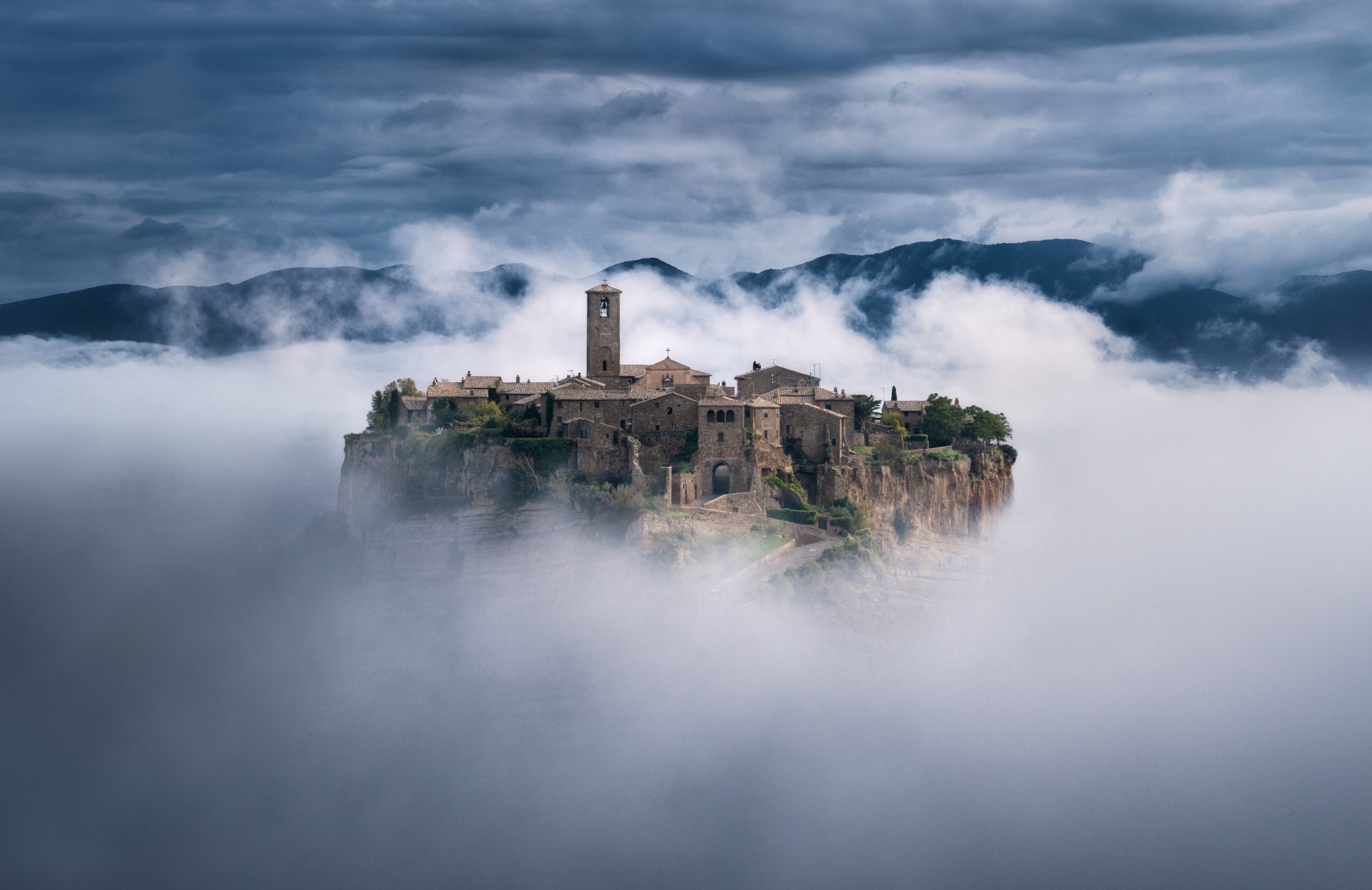 Download Civita Di Bagnoregio Fortress Italy Cloud Man Made Town HD Wallpaper by Andrea Zappia