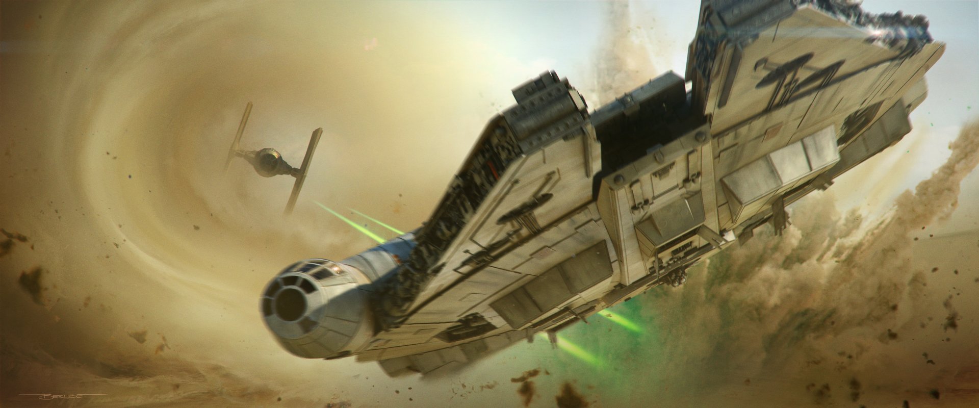 Download Millennium Falcon TIE Fighter Sci Fi Star Wars HD Wallpaper by Jonathan Berube