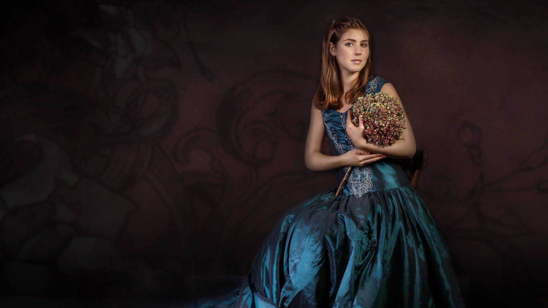 Download Redhead Blue Dress Woman Model 4k Ultra HD Wallpaper