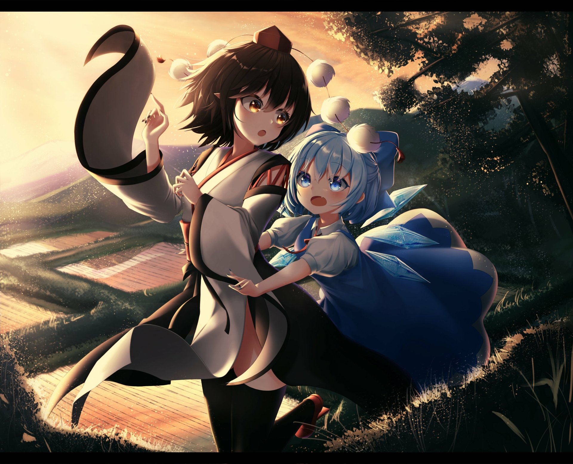 Download Cirno (Touhou) Aya Shameimaru Anime Touhou 4k Ultra HD Wallpaper by TioKun
