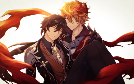 Zhongli (Genshin Impact) Tartaglia Childe (Genshin Impact) video game Genshin Impact HD Desktop Wallpaper | Background Image