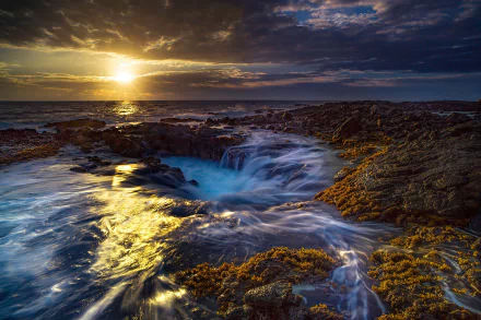 pacific ocean Hawaii coast sunset nature ocean HD Desktop Wallpaper | Background Image