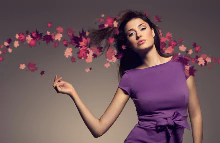 purple dress brunette woman model HD Desktop Wallpaper | Background Image