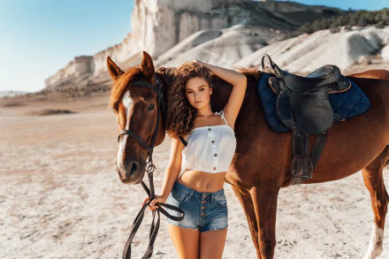 curl shorts horse woman mood HD Desktop Wallpaper | Background Image