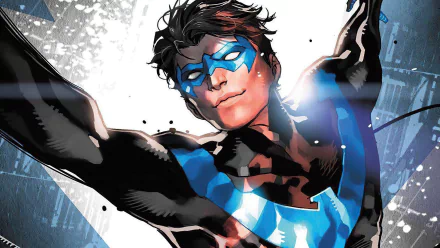4K Ultra HD PC Desktop Wallpaper featuring Dick Grayson as Nightwing from DC Comics in dynamic comic art style.
