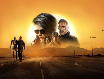 Mackenzie Davis Linda Hamilton Arnold Schwarzenegger Sarah Connor Terminator movie Terminator: Dark Fate HD Desktop Wallpaper | Background Image