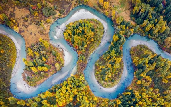 Nature River Fall Aerial HD Wallpaper | Background Image