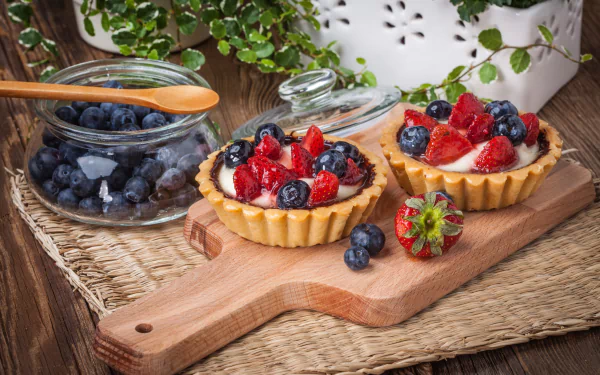 still life tartlet strawberry blueberry berry food dessert HD Desktop Wallpaper | Background Image