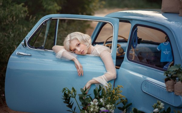 Women Alice Tarasenko Models Car Flower Blonde HD Wallpaper | Background Image