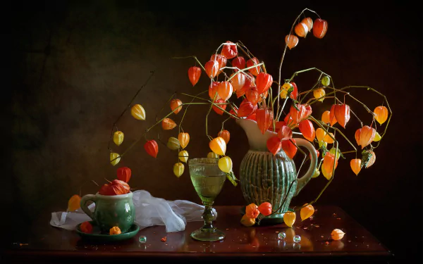 physalis table jug mug glass photography still life HD Desktop Wallpaper | Background Image
