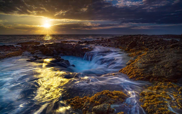 pacific ocean Hawaii coast sunset nature ocean HD Desktop Wallpaper | Background Image