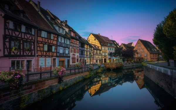 Man Made Colmar Towns France House Building Reflection River HD Wallpaper | Background Image