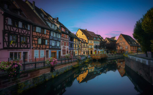 river reflection building house France man made Colmar HD Desktop Wallpaper | Background Image