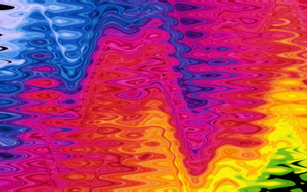 HD PC desktop wallpaper: colorful abstract rainbow wave with red-centered ripple patterns flowing into blue, pink, yellow and green.