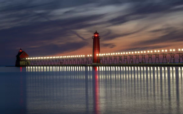 Michigan man made lighthouse HD Desktop Wallpaper | Background Image